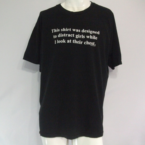 Look at Chest Joke Black XL Mens T Shirt - Picture 1 of 6